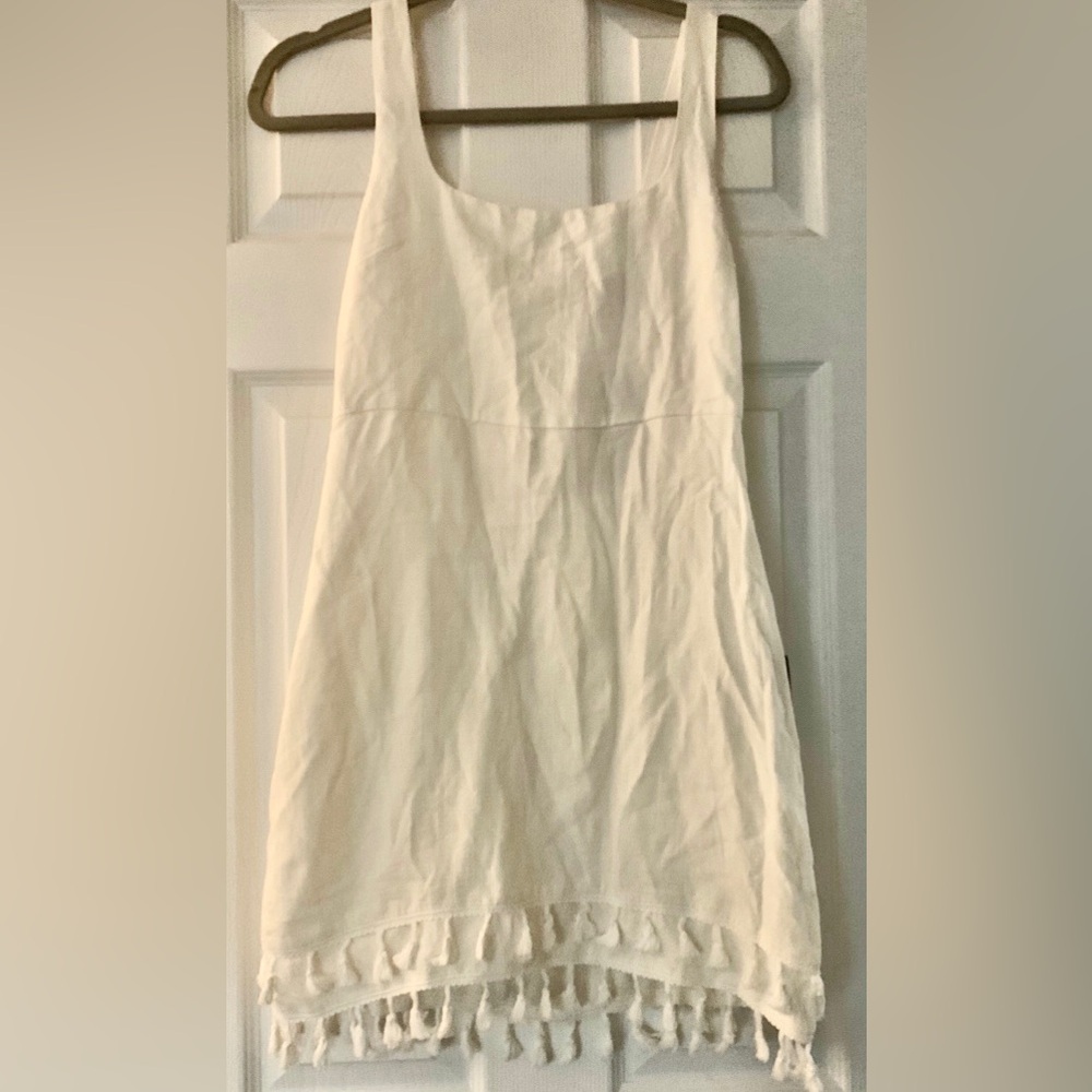 Feel the Sunshine in this White Tassel Mini Dress from Lulus - size small
